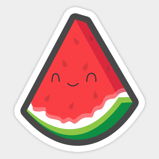 Kawaii happy watermelon slice t-shirt Sticker by happinessinatee